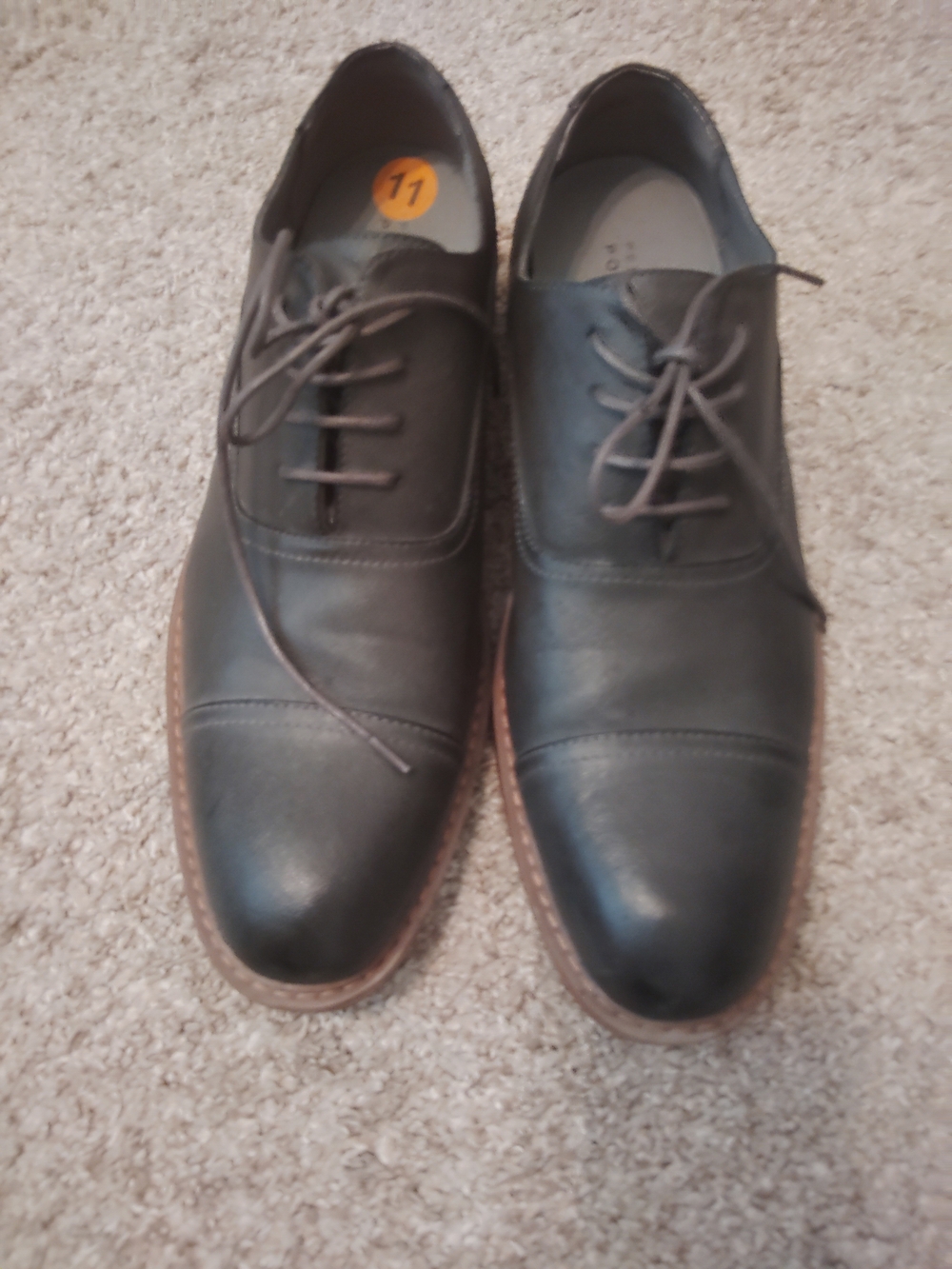 Perry Ellis Black Cap-Toe Derby Shoes